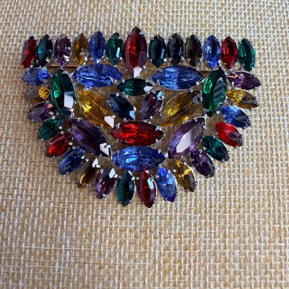 Jewelry - Vintage Multicolor Czech Glass Brooch Art Deco Style